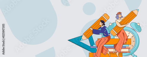 Education and learning people flat vector concept hand drawn illustration
