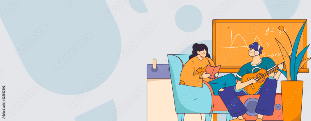 Fototapeta premium Education and learning people flat vector concept hand drawn illustration 
