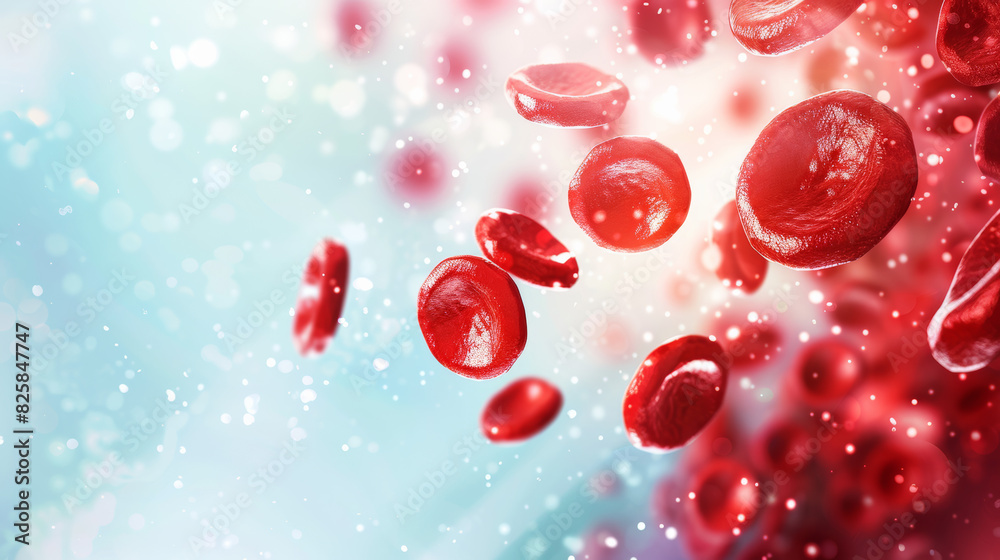 An intricate medical background banner featuring red blood cells in a clean and precise medical environment