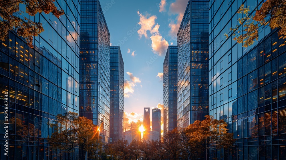 View of contemporary corporate structures in a tech-savvy metropolis in Asia.