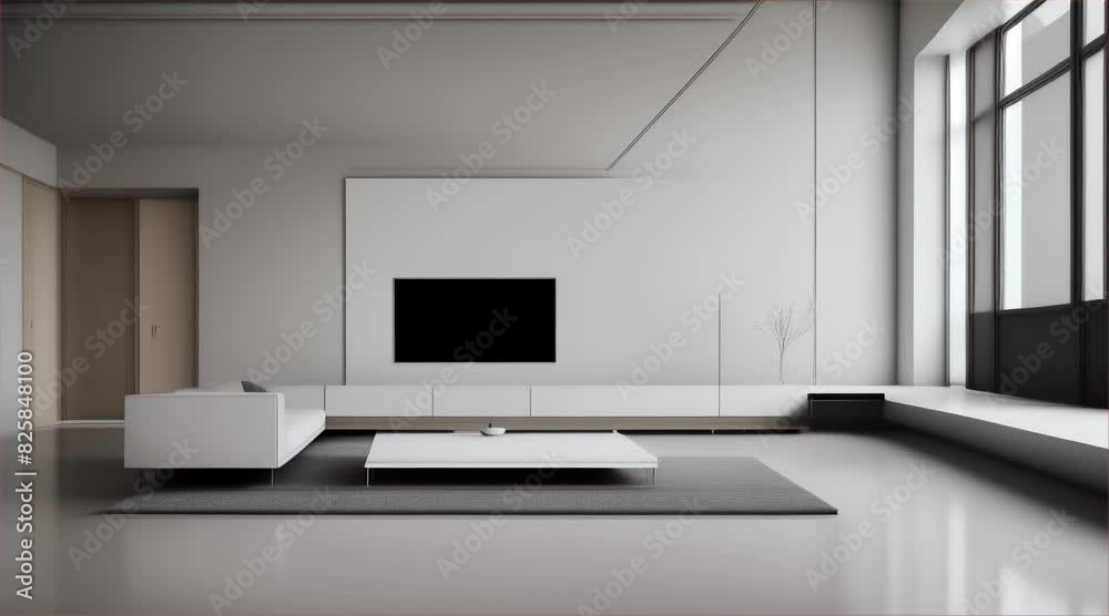 Modern living room interior with a sofa, table, featuring luxury design elements, comfortable furniture and windows that let in natural light. Modern living room interior with a sofa, table, featuring luxury design elements, comfortable furniture and windows that let in natural light.