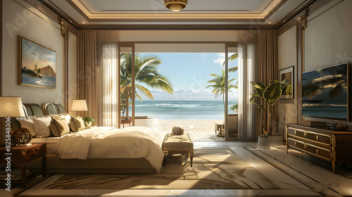 Opulent Beachfront Suite: Luxurious High Resolution Image Depicting Elegance  Opulence of Resort Accommodations on Glossy Backdrop   Photorealistic Concept in Photo Stock © Gohgah