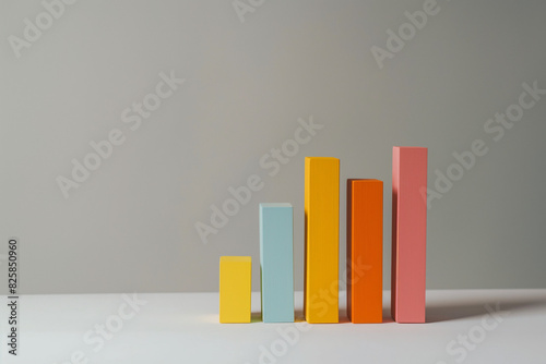 business graph with arrow Simple Bar Chart on Plain Background: Data Visualization © iram