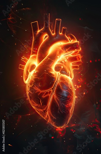 The image is a glowing heart