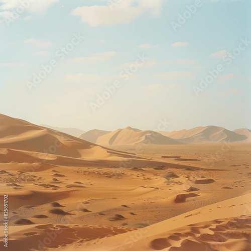 A sprawling desert landscape  with sand dunes stretching into the distance  Graphic background for decorating works  mobile screens  or as a background image.