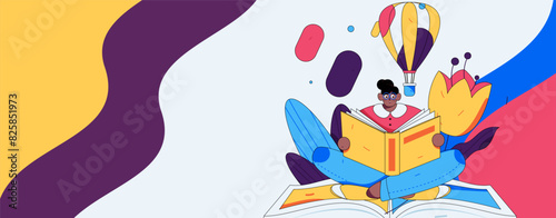 Education and learning people flat vector concept hand drawn illustration
