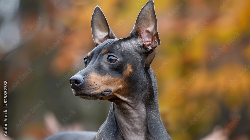 A dog's face, closely framed, with trees and leaves subtly blurred in the background, and leaves softly blurred in the foreground A dog's face, closely framed, with trees and leaves subtly blurred in the background, and leaves softly blurred in the foreground