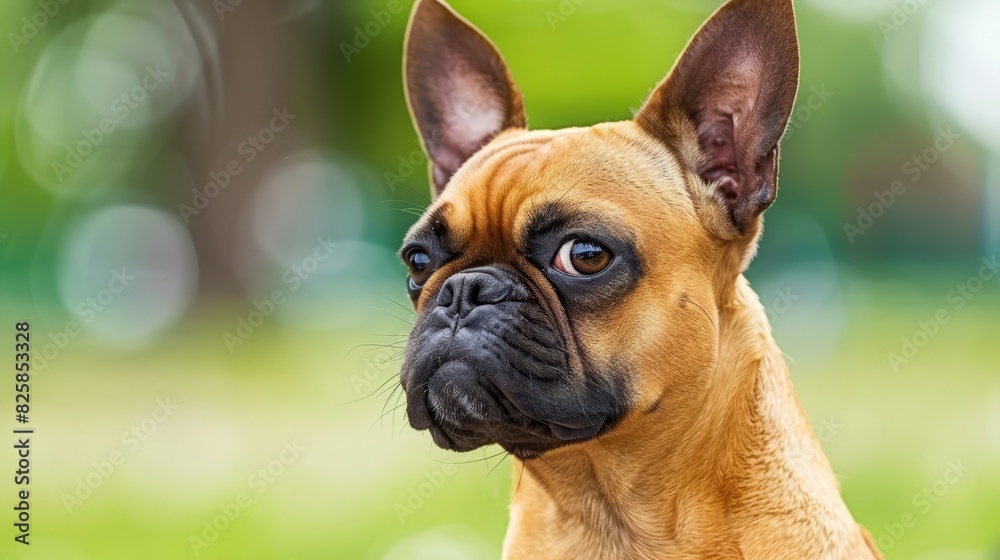  A close-up of a dog's face with a blurred background of grass and trees is not an inherently blurry image, despite the background being blurred The focus remains on