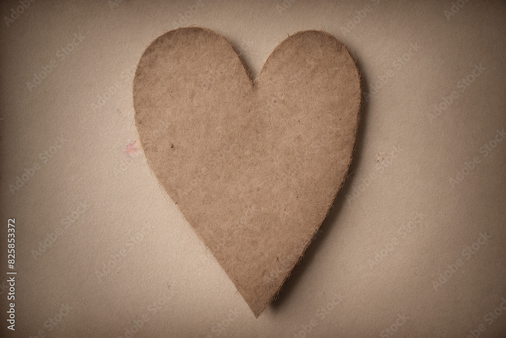 Fototapeta premium craft Valentine's Day card, beige with copy space, banner with free space. Generative AI