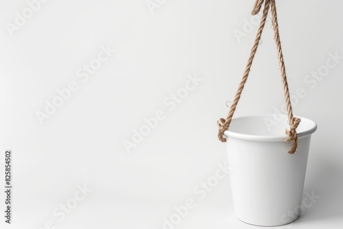 Minimalist white hanging planter on a clean background