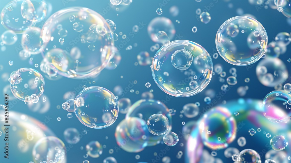 Transparent orbs floating on a clear surface, resembling soap bubbles.