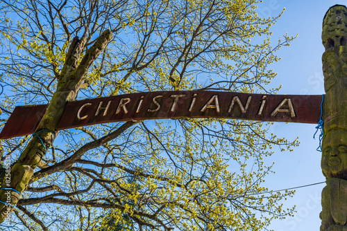 Entrance to Christiania district in Copenhagen, Denmark photo