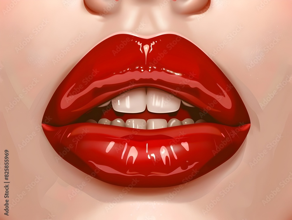 Obraz premium Bold s Glamour CloseUp Portrait Highlighting HighEnd Lipstick Shades