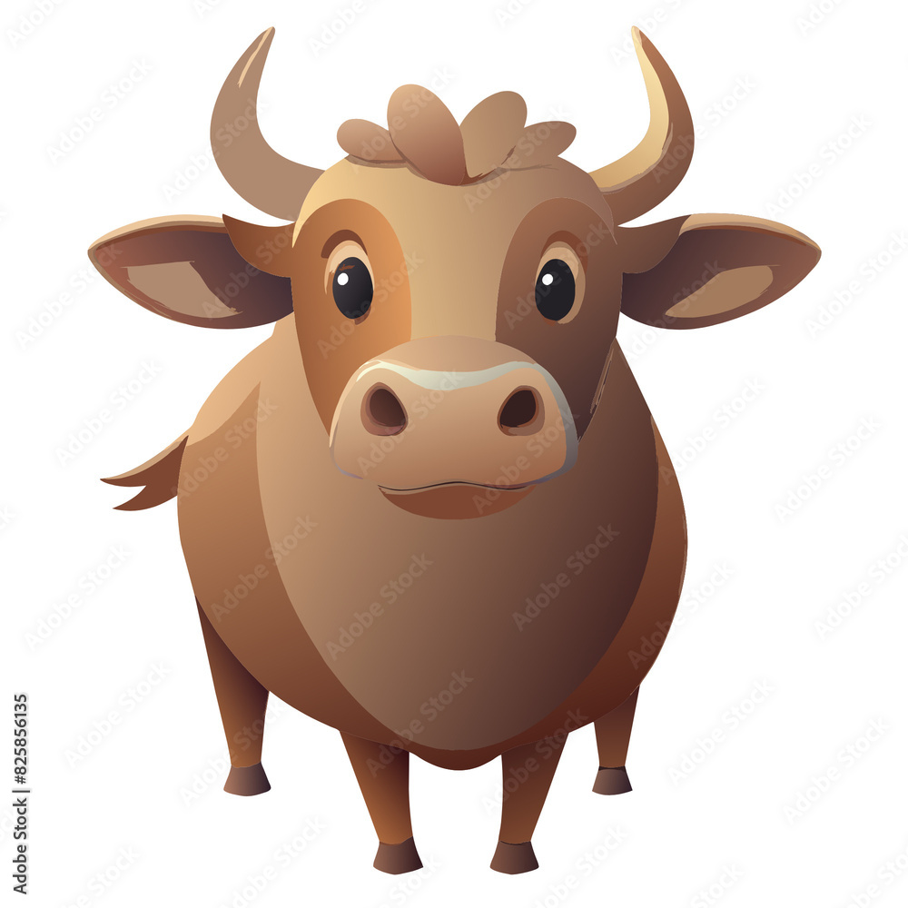 custom made wallpaper toronto digitalA lovable cartoon cow with a gentle expression, large eyes, small horns, and a rounded body, standing on short legs, embodying a friendly and approachable personality.