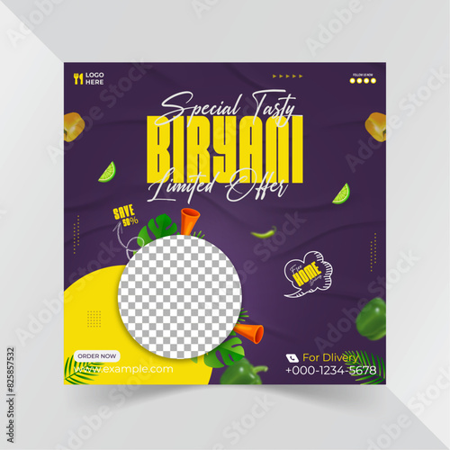 special tasty biryani social media post template design