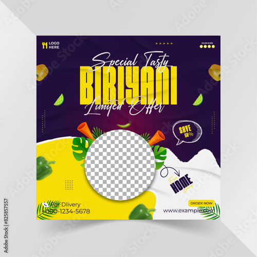 special tasty biryani social media post template design