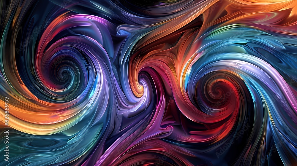Vivid swirls of multiple colors intertwining to form an enchanting and mesmerizing design