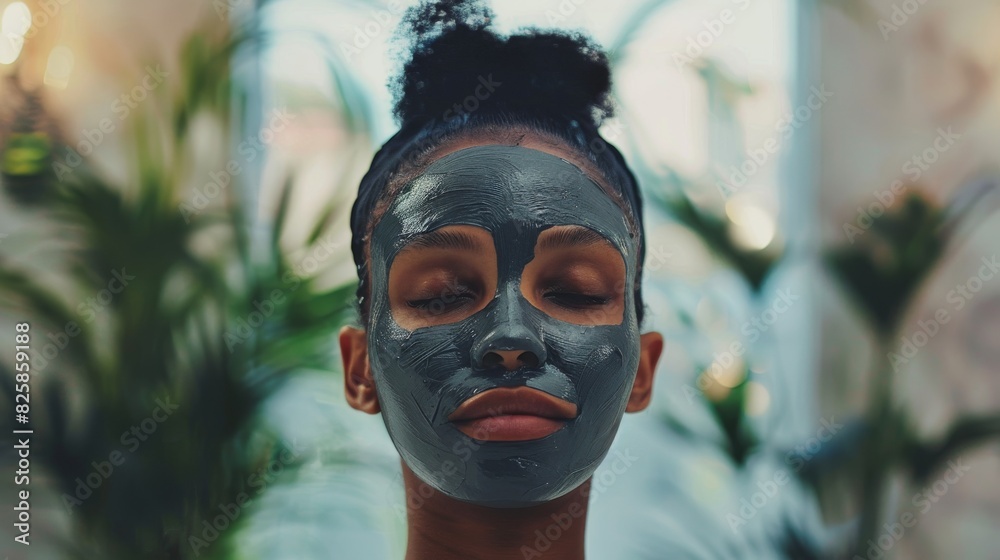 Rejuvenating back view of facial mask treatment Rejuvenating back view of facial mask treatment