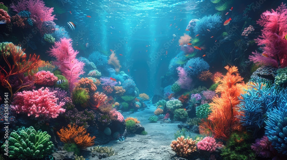 Obraz premium Futuristic Style a beautiful alien planet with vibrant coral reef 