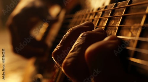 Close-Up of Guitarist's Hand Demonstrating Precision and Skill photo