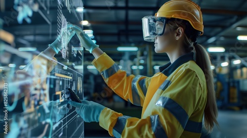 Futuristic Industry: Engineers and Workers in Digitalized Manufacturing Factory with Augmented Reality Interfaces and Digital Twins