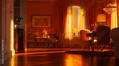 Warm orange hues creating a cozy and inviting atmosphere
