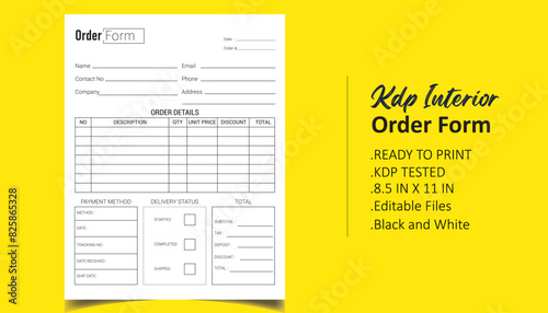 Customer Order Form Book Journal KDP Interior