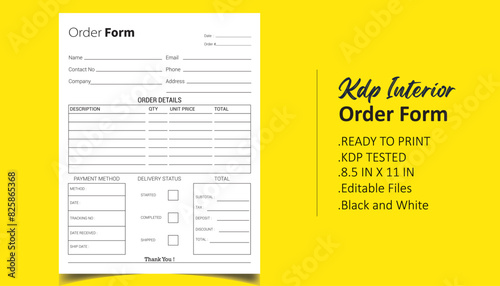 Order Log Book KDP Interior for business