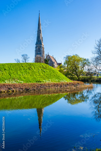View of St. Alban's church in the Kastellet area, Copenhagen. Denmark © beataaldridge