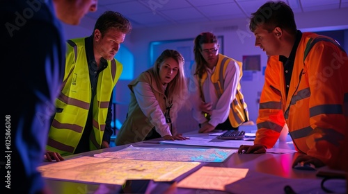 Law enforcement team coordination team liaising with local authorities and emergency services to facilitate a smooth investigation process - Indoor Meeting photo