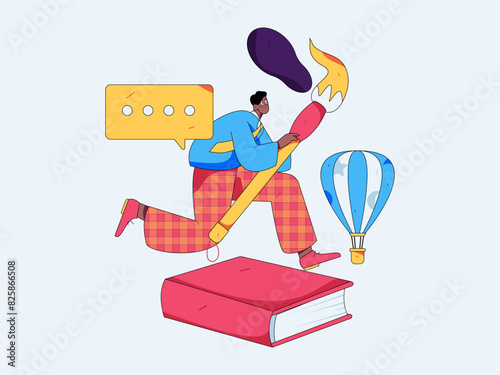 Education and learning people flat vector concept hand drawn illustration
