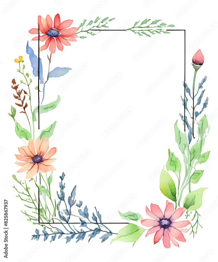 Naklejka premium frame with flowers and leaves