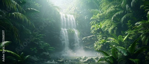 Morning view hidden waterfall pic photo