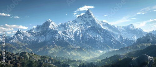 Photorealistic mountain peaks