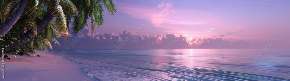 Panoramic tropical beach twilight picture