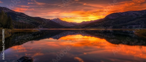 Sunset secluded lake img photo