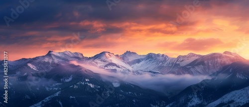 Dramatic sunset alpine mountains picture © Yelena