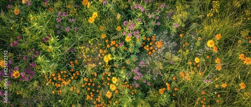 Aerial view wildflower meadow image