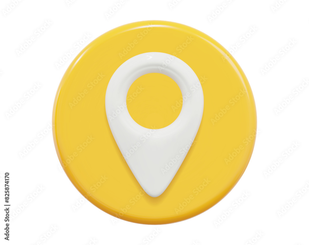 3d yellow map location pointer. Pin code icon of the geolocation map. Stock vector illustration on isolated background. 3d yellow map location pointer. Pin code icon of the geolocation map. Stock vector illustration on isolated background.