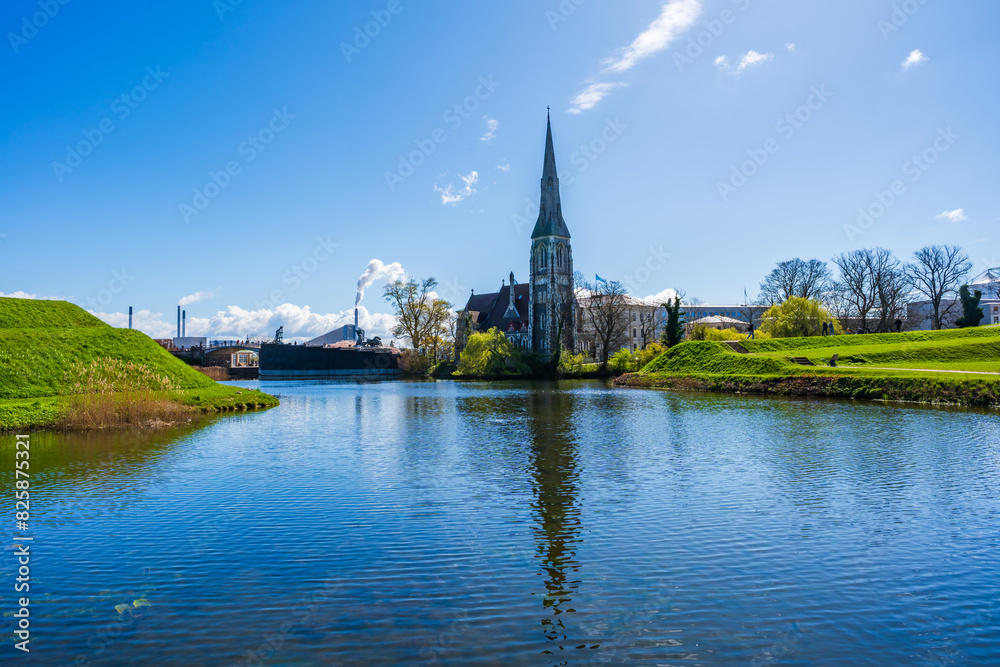 View of St. Alban's church in the Kastellet area, Copenhagen. Denmark