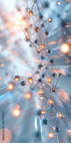 Illuminated Molecular Structure: Glowing Nodes and Connections