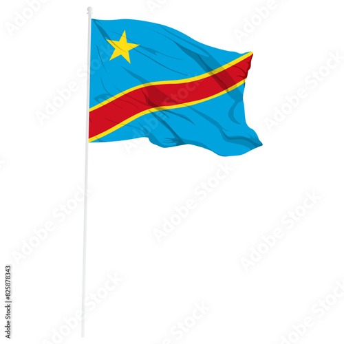 Vector illustration of wavy Democratic Republic of the Congo flag on transparent background