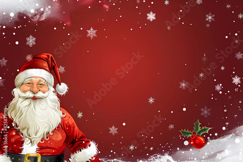 red christmas banner with santa claus