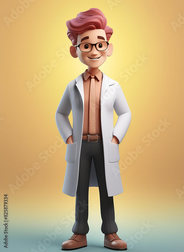 Man wearing a white lab coat, glasses and a stethoscope