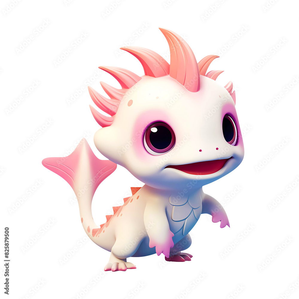 Cute cartoon axolotl on transparent background. Generative ai design art. Cute cartoon axolotl on transparent background. Generative ai design art.
