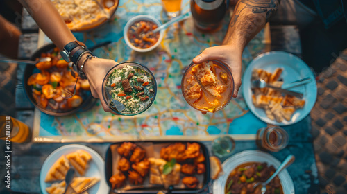 Explore the World Through Street Food: High Resolution Map Image for Street Food Tour Guides   Organized and Exploratory, Glossy Backdrop, Photo Realistic Concept photo