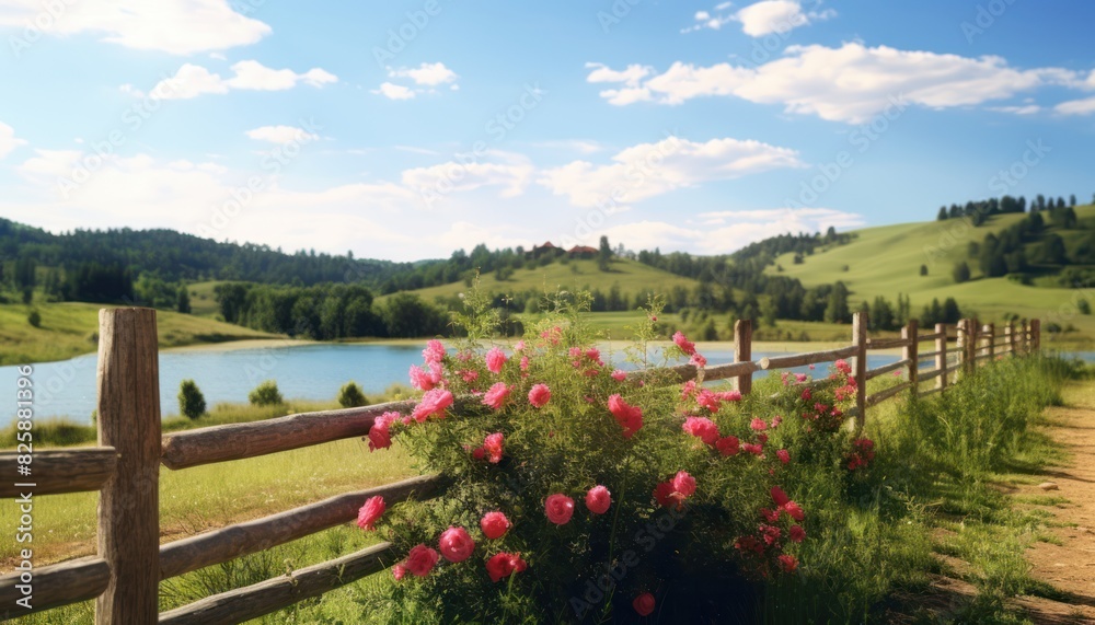 A stunning spring day landscaping views of fertile land surrounded beautiful green vegetation, wide stretches of hills and mountains with clear skies in spring