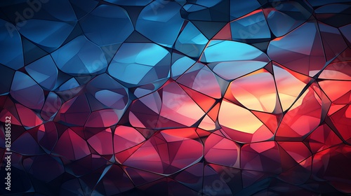 A dynamic abstract nature background with interconnected lines and rounded polygons, blending organic shapes with a futuristic design perspective. photo