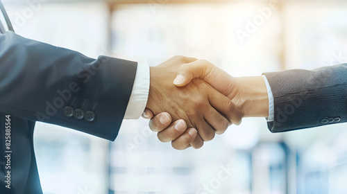 Business people shaking hands, Successful businessmen handshaking, Businessman handshake for teamwork, Close up of business handshake in the office, Generative Ai