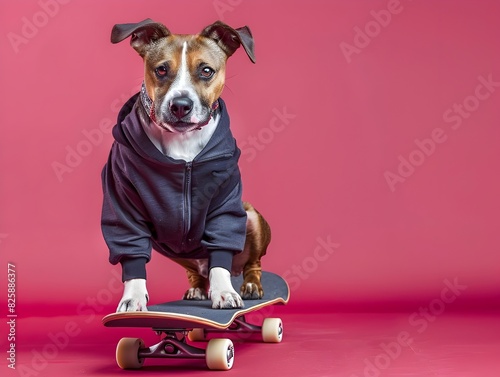 Sports Enthusiast Dog Living Life to the Fullest on a Skateboard photo